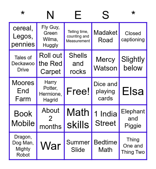 BINGO! Summer Learning Edition! Bingo Card