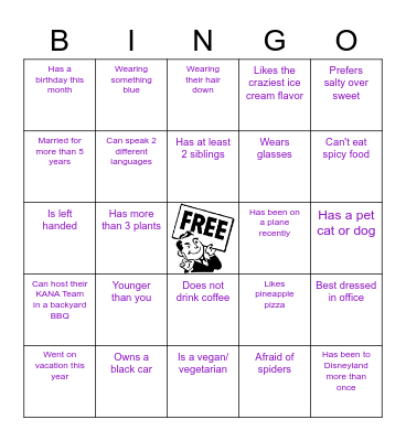 Team Building Bingo Card