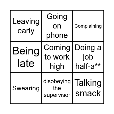 What NOT to do Bingo Card