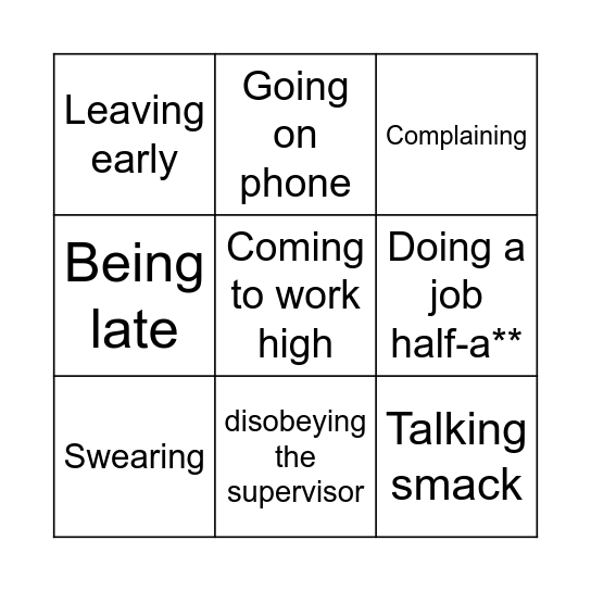 What NOT to do Bingo Card