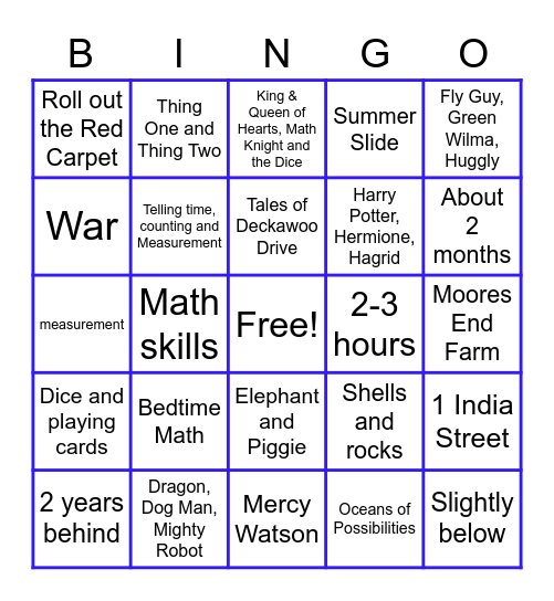 Bingo! Summer Learning Edition Bingo Card
