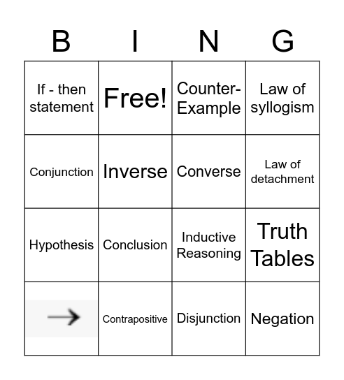 Reasoning and Proof Bingo Card