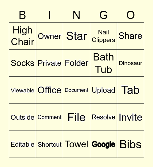 Google Docs Bingo Card