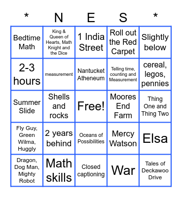 BINGO! Summer Learning Edition! Bingo Card
