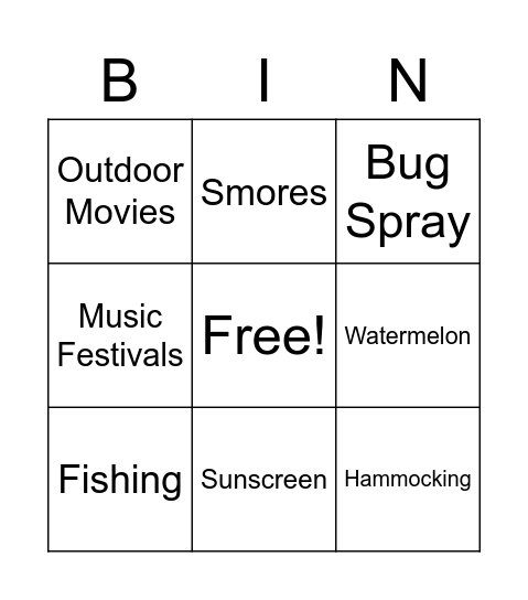 Olivia Bingo Card