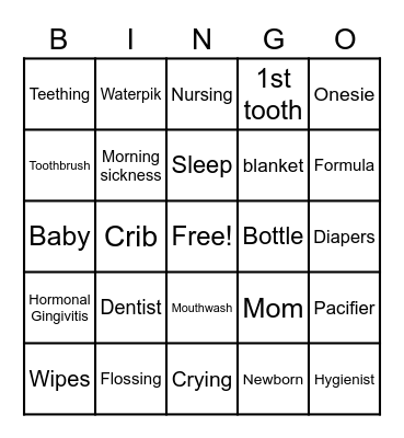 Baby & Dental Bingo Card