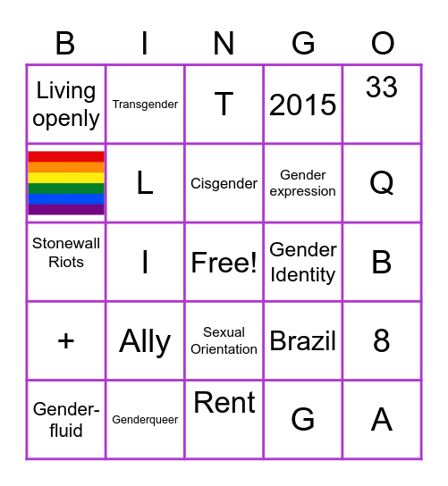 Pride Bingo Card