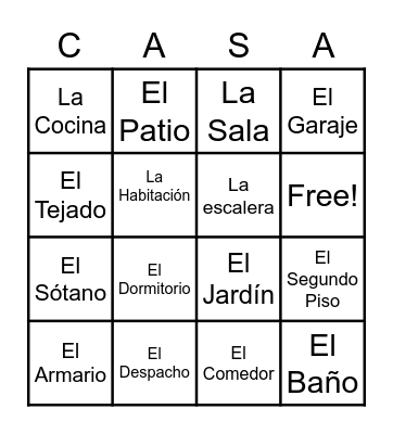 La Casa Bingo Card