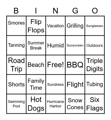 Summer 2022 Bingo Card