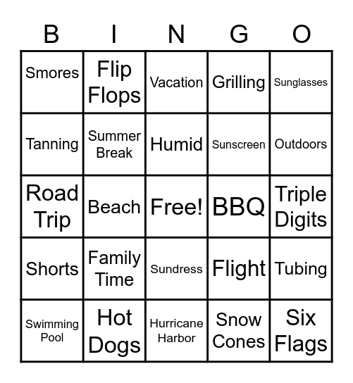 Summer 2022 Bingo Card