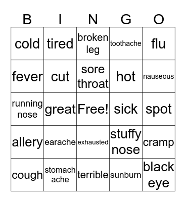 Health Bingo Card