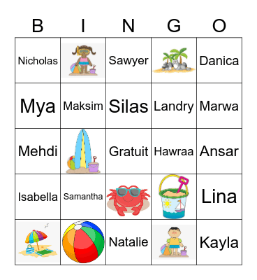 Bingo des vacances! Bingo Card