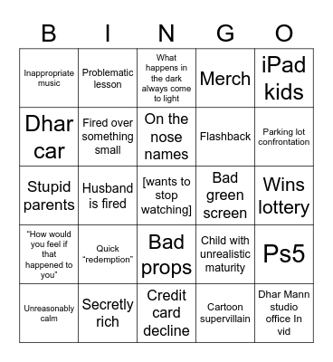 Dhar Mann  Bingo Card