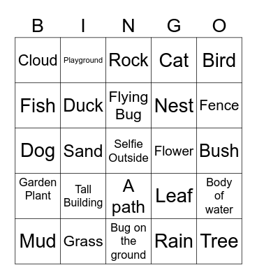 I-Spy Picture Bingo Card