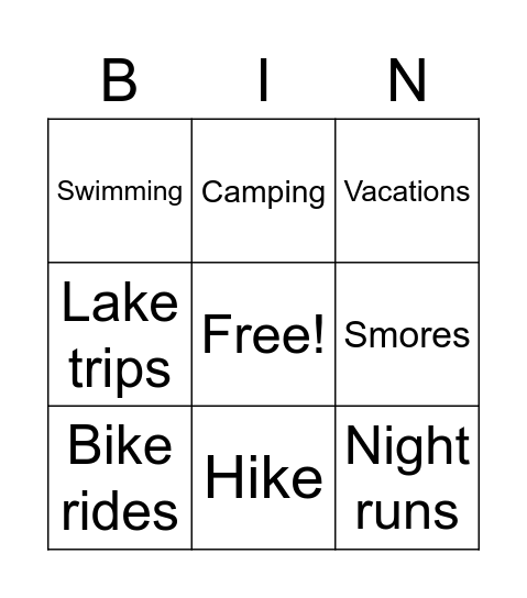 Rob Bingo Card