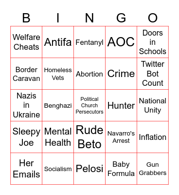Foxnews Distraction Bingo, J6 Hearings Edition Bingo Card