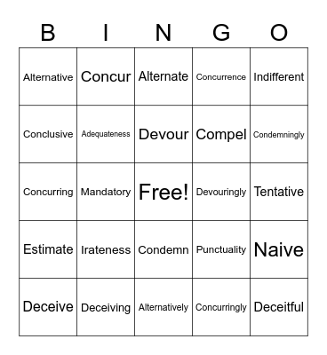 FINAL Vocab Test Bingo Card