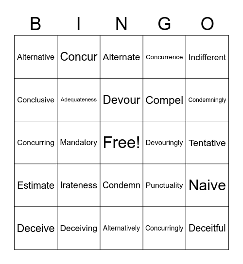 FINAL Vocab Test Bingo Card