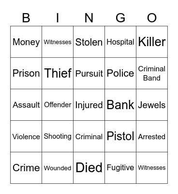 News: Crime stories Bingo Card