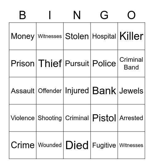 News: Crime stories Bingo Card