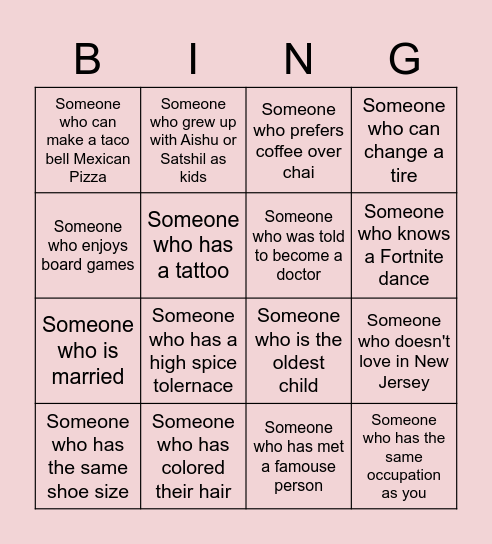 A&S Wedding Bingo Card