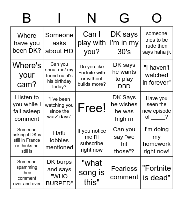 Dakotaz Bingo Card