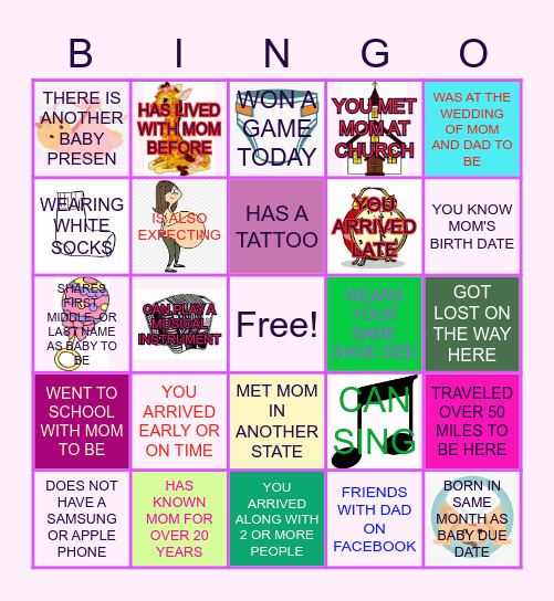 UntitlFind The Guest- Baby Shower Bingo Card