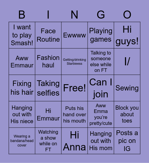 Jason’s Bingo Card