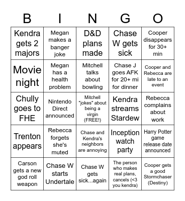 Group Weekly Bingo (6/7/22 - 6/14/22) Bingo Card
