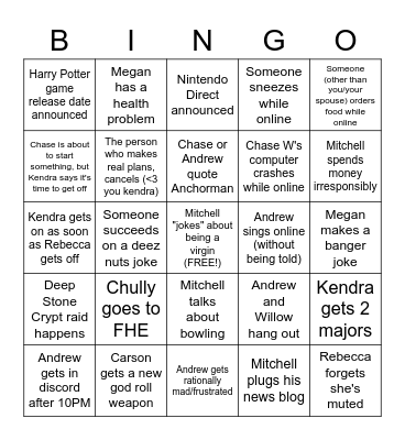 Group Weekly Bingo (6/7/22 - 6/14/22) Bingo Card