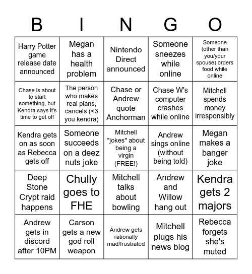 Group Weekly Bingo (6/7/22 - 6/14/22) Bingo Card