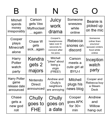 Group Weekly Bingo (6/7/22 - 6/14/22) Bingo Card