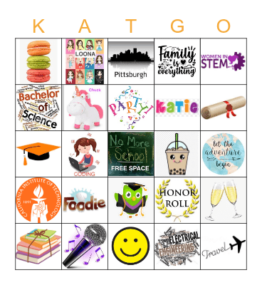 Katie Grad Bingo Card