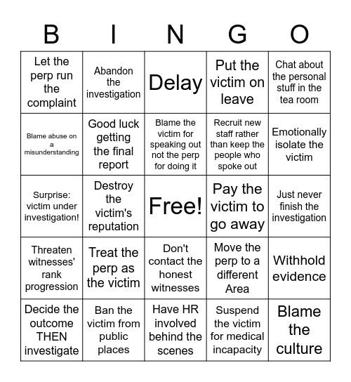 FENZ BCO Bingo Card