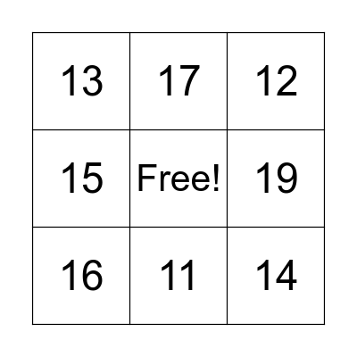 Les numeros 11-20 Bingo Card