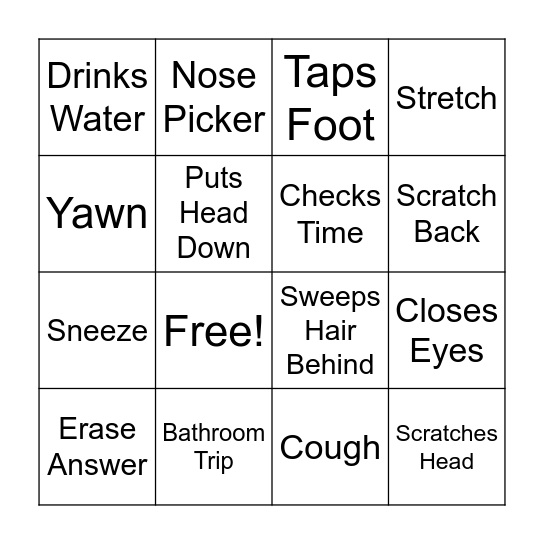 Proctor Bingo Card