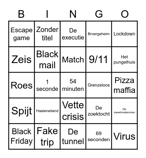 Boekenbingo Card