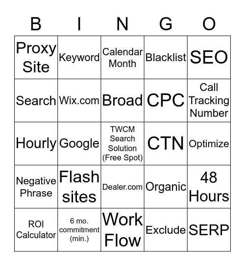 Buzzword Bingo Card