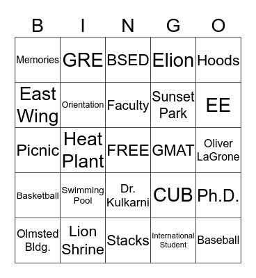 Penn State Harrisburg Graduate Bingo Card