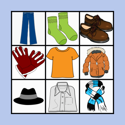 Bingo - My clothes Bingo Card