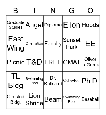 Penn State Harrisburg Graduate Bingo Card