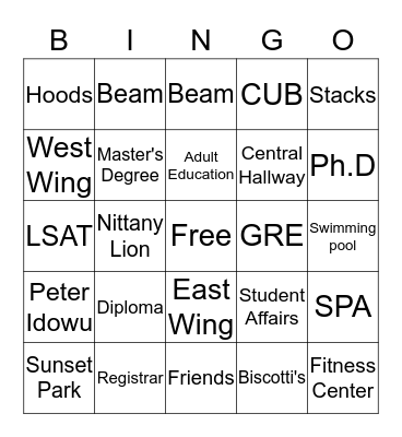 Penn State Harrisburg Graduate  Bingo Card