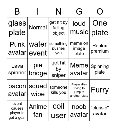Plates of fate: remastered bingo Card