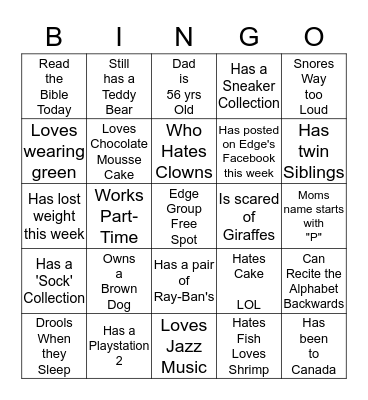 Find Someone Who.... Bingo Card