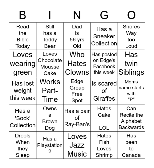 Find Someone Who.... Bingo Card