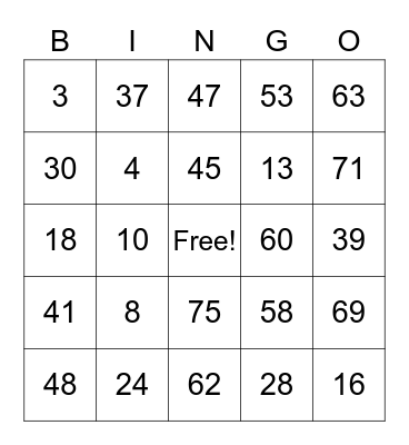 C H i C H i Bingo Card