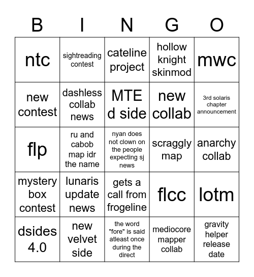 Celeste Direct 3 Bingo Card