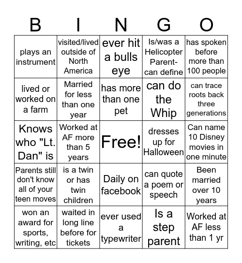 Abiltities First Leadership BINGO Card