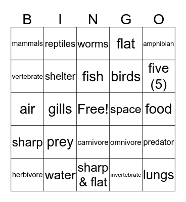 ANIMALS! Bingo Card