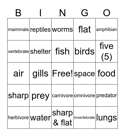 ANIMALS! Bingo Card